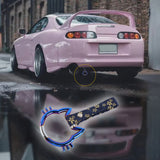 Cat-Shapped Kitty JDM Tsurikawa Drift Subway Train Bus Handle Strap – Universal Car Interior Hanging Charm, Bosozoku Blue Flowers Pattern Retro Nylon Strap X1