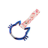 Cat-Shapped Kitty JDM Tsurikawa Drift Subway Train Bus Handle Strap – Universal Car Interior Hanging Charm, Bosozoku Pink Flowers Pattern Retro Nylon Strap X1