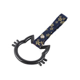Cat-Shapped Kitty JDM Tsurikawa Drift Subway Train Bus Handle Strap – Universal Car Interior Hanging Charm, Bosozoku Blue Flowers Pattern Retro Nylon Strap X1