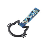 Cat-Shapped Kitty JDM Tsurikawa Drift Subway Train Bus Handle Strap – Universal Car Interior Hanging Charm, Bosozoku Blue Waves Pattern Retro Nylon Strap X1