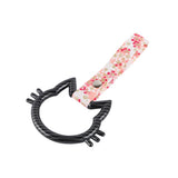 Cat-Shapped Kitty JDM Tsurikawa Drift Subway Train Bus Handle Strap – Universal Car Interior Hanging Charm, Bosozoku Pink Flowers Pattern Retro Nylon Strap X1