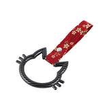 Cat-Shapped Kitty JDM Tsurikawa Drift Subway Train Bus Handle Strap – Universal Car Interior Hanging Charm, Bosozoku Red Flowers Pattern Retro Nylon Strap X1
