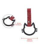 Cat-Shapped Kitty JDM Tsurikawa Drift Subway Train Bus Handle Strap – Universal Car Interior Hanging Charm, Bosozoku Red Clouds Pattern Retro Nylon Strap X1