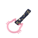 Cat-Shapped Kitty JDM Tsurikawa Drift Subway Train Bus Handle Strap – Universal Car Interior Hanging Charm, Bosozoku Blue Flowers Pattern Retro Nylon Strap X1