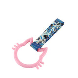 Cat-Shapped Kitty JDM Tsurikawa Drift Subway Train Bus Handle Strap – Universal Car Interior Hanging Charm, Bosozoku Blue Waves Pattern Retro Nylon Strap X1
