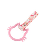 Cat-Shapped Kitty JDM Tsurikawa Drift Subway Train Bus Handle Strap – Universal Car Interior Hanging Charm, Bosozoku Pink Flowers Pattern Retro Nylon Strap X1