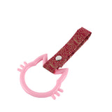 Cat-Shapped Kitty JDM Tsurikawa Drift Subway Train Bus Handle Strap – Universal Car Interior Hanging Charm, Bosozoku Red Clouds Pattern Retro Nylon Strap X1