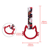 Cat-Shapped Kitty JDM Tsurikawa Drift Subway Train Bus Handle Strap – Universal Car Interior Hanging Charm, Bosozoku Black Cats Pattern Retro Nylon Strap X1