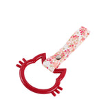 Cat-Shapped Kitty JDM Tsurikawa Drift Subway Train Bus Handle Strap – Universal Car Interior Hanging Charm, Bosozoku Pink Flowers Pattern Retro Nylon Strap X1