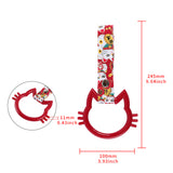 Cat-Shapped Kitty JDM Tsurikawa Drift Subway Train Bus Handle Strap – Universal Car Interior Hanging Charm, Bosozoku Red Cats Pattern Retro Nylon Strap X1