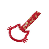 Cat-Shapped Kitty JDM Tsurikawa Drift Subway Train Bus Handle Strap – Universal Car Interior Hanging Charm, Bosozoku Red Flowers Pattern Retro Nylon Strap X1