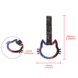 Cat-Shapped Kitty JDM Tsurikawa Drift Subway Train Bus Handle Strap – Universal Car Interior Hanging Charm, Bosozoku Black Clouds Pattern Retro Nylon Strap X1