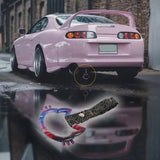 Cat-Shapped Kitty JDM Tsurikawa Drift Subway Train Bus Handle Strap – Universal Car Interior Hanging Charm, Bosozoku Black Clouds Pattern Retro Nylon Strap X1