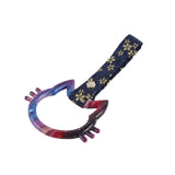 Cat-Shapped Kitty JDM Tsurikawa Drift Subway Train Bus Handle Strap – Universal Car Interior Hanging Charm, Bosozoku Blue Flowers Pattern Retro Nylon Strap X1