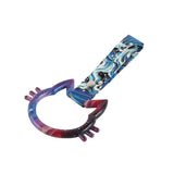 Cat-Shapped Kitty JDM Tsurikawa Drift Subway Train Bus Handle Strap – Universal Car Interior Hanging Charm, Bosozoku Blue Waves Pattern Retro Nylon Strap X1