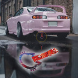 Cat-Shapped Kitty JDM Tsurikawa Drift Subway Train Bus Handle Strap – Universal Car Interior Hanging Charm, Bosozoku Red Waves Pattern Retro Nylon Strap X1