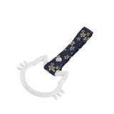 Cat-Shapped Kitty JDM Tsurikawa Drift Subway Train Bus Handle Strap – Universal Car Interior Hanging Charm, Bosozoku Blue Flowers Pattern Retro Nylon Strap X1
