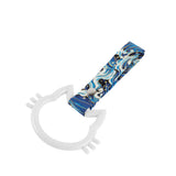 Cat-Shapped Kitty JDM Tsurikawa Drift Subway Train Bus Handle Strap – Universal Car Interior Hanging Charm, Bosozoku Blue Waves Pattern Retro Nylon Strap X1