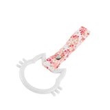 Cat-Shapped Kitty JDM Tsurikawa Drift Subway Train Bus Handle Strap – Universal Car Interior Hanging Charm, Bosozoku Pink Flowers Pattern Retro Nylon Strap X1