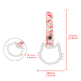 Cat-Shapped Kitty JDM Tsurikawa Drift Subway Train Bus Handle Strap – Universal Car Interior Hanging Charm, Bosozoku Pink Flowers Pattern Retro Nylon Strap X1