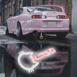 Cat-Shapped Kitty JDM Tsurikawa Drift Subway Train Bus Handle Strap – Universal Car Interior Hanging Charm, Bosozoku Pink Flowers Pattern Retro Nylon Strap X1