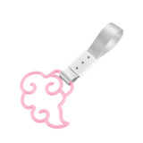 Japanese Cloud-Shaped JDM Tsurikawa Drift Subway Train Bus Handle Strap – Universal Car Interior Hanging Charm, Silver Nylon X1