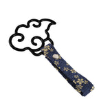 Japanese Cloud-Shaped JDM Tsurikawa Drift Subway Train Bus Handle Strap – Universal Car Interior Hanging Charm, Bosozoku Blue Flowers Pattern Retro Nylon Strap X1