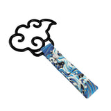 Japanese Cloud-Shaped JDM Tsurikawa Drift Subway Train Bus Handle Strap – Universal Car Interior Hanging Charm, Bosozoku Blue Waves Pattern Retro Nylon Strap X1
