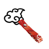 Japanese Cloud-Shaped JDM Tsurikawa Drift Subway Train Bus Handle Strap – Universal Car Interior Hanging Charm, Bosozoku Red Waves Pattern Retro Nylon Strap X1