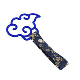 Japanese Cloud-Shaped JDM Tsurikawa Drift Subway Train Bus Handle Strap – Universal Car Interior Hanging Charm, Bosozoku Blue Flowers Pattern Retro Nylon Strap X1