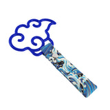 Japanese Cloud-Shaped JDM Tsurikawa Drift Subway Train Bus Handle Strap – Universal Car Interior Hanging Charm, Bosozoku Blue Waves Pattern Retro Nylon Strap X1