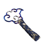 Japanese Cloud-Shaped JDM Tsurikawa Drift Subway Train Bus Handle Strap – Universal Car Interior Hanging Charm, Bosozoku Blue Flowers Pattern Retro Nylon Strap X1