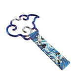 Japanese Cloud-Shaped JDM Tsurikawa Drift Subway Train Bus Handle Strap – Universal Car Interior Hanging Charm, Bosozoku Blue Waves Pattern Retro Nylon Strap X1