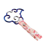 Japanese Cloud-Shaped JDM Tsurikawa Drift Subway Train Bus Handle Strap – Universal Car Interior Hanging Charm, Bosozoku Pink Flowers Pattern Retro Nylon Strap X1