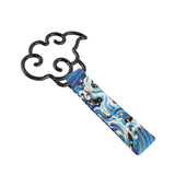 Japanese Cloud-Shaped JDM Tsurikawa Drift Subway Train Bus Handle Strap – Universal Car Interior Hanging Charm, Bosozoku Blue Waves Pattern Retro Nylon Strap X1