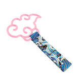 Japanese Cloud-Shaped JDM Tsurikawa Drift Subway Train Bus Handle Strap – Universal Car Interior Hanging Charm, Bosozoku Blue Waves Pattern Retro Nylon Strap X1