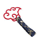 Japanese Cloud-Shaped JDM Tsurikawa Drift Subway Train Bus Handle Strap – Universal Car Interior Hanging Charm, Bosozoku Blue Flowers Pattern Retro Nylon Strap X1
