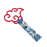 Japanese Cloud-Shaped JDM Tsurikawa Drift Subway Train Bus Handle Strap – Universal Car Interior Hanging Charm, Bosozoku Blue Waves Pattern Retro Nylon Strap X1