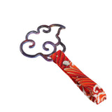 Japanese Cloud-Shaped JDM Tsurikawa Drift Subway Train Bus Handle Strap – Universal Car Interior Hanging Charm, Bosozoku Red Waves Pattern Retro Nylon Strap X1