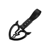 Devil Horns Broken Heart JDM Tsurikawa Drift Subway Train Bus Handle Strap – Universal Car Interior Hanging Charm, Black Nylon X1