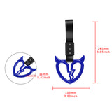 Devil Horns Broken Heart JDM Tsurikawa Drift Subway Train Bus Handle Strap – Universal Car Interior Hanging Charm, Black Nylon X1