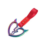 Devil Horns Broken Heart JDM Tsurikawa Drift Subway Train Bus Handle Strap – Universal Car Interior Hanging Charm, Red Nylon X2