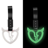 Devil Horns Broken Heart JDM Tsurikawa Drift Subway Train Bus Handle Strap – Universal Car Interior Hanging Charm, Black Nylon X2
