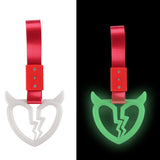 Devil Horns Broken Heart JDM Tsurikawa Drift Subway Train Bus Handle Strap – Universal Car Interior Hanging Charm, Red Nylon X2