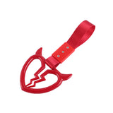 Devil Horns Broken Heart JDM Tsurikawa Drift Subway Train Bus Handle Strap – Universal Car Interior Hanging Charm, Red Nylon X2