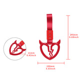 Devil Horns Broken Heart JDM Tsurikawa Drift Subway Train Bus Handle Strap – Universal Car Interior Hanging Charm, Red Nylon X2
