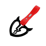 Devil Horns Broken Heart JDM Tsurikawa Drift Subway Train Bus Handle Strap – Universal Car Interior Hanging Charm, Red PVC X2