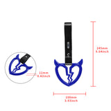 Devil Horns Broken Heart Crystal-Style Ring JDM Tsurikawa Drift Subway Train Bus Handle Strap – Universal Car Interior Hanging Charm, Black PVC X2