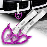 Devil Horns Broken Heart Crystal-Style Ring JDM Tsurikawa Drift Subway Train Bus Handle Strap – Universal Car Interior Hanging Charm, White PVC X2