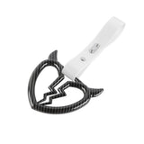 Devil Horns Broken Heart JDM Tsurikawa Drift Subway Train Bus Handle Strap – Universal Car Interior Hanging Charm, White PVC X1
